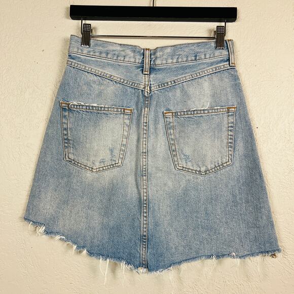 Zara Chewed Edge Denim Skirt Jean Blue Light Wash - S - Picture 4 of 5